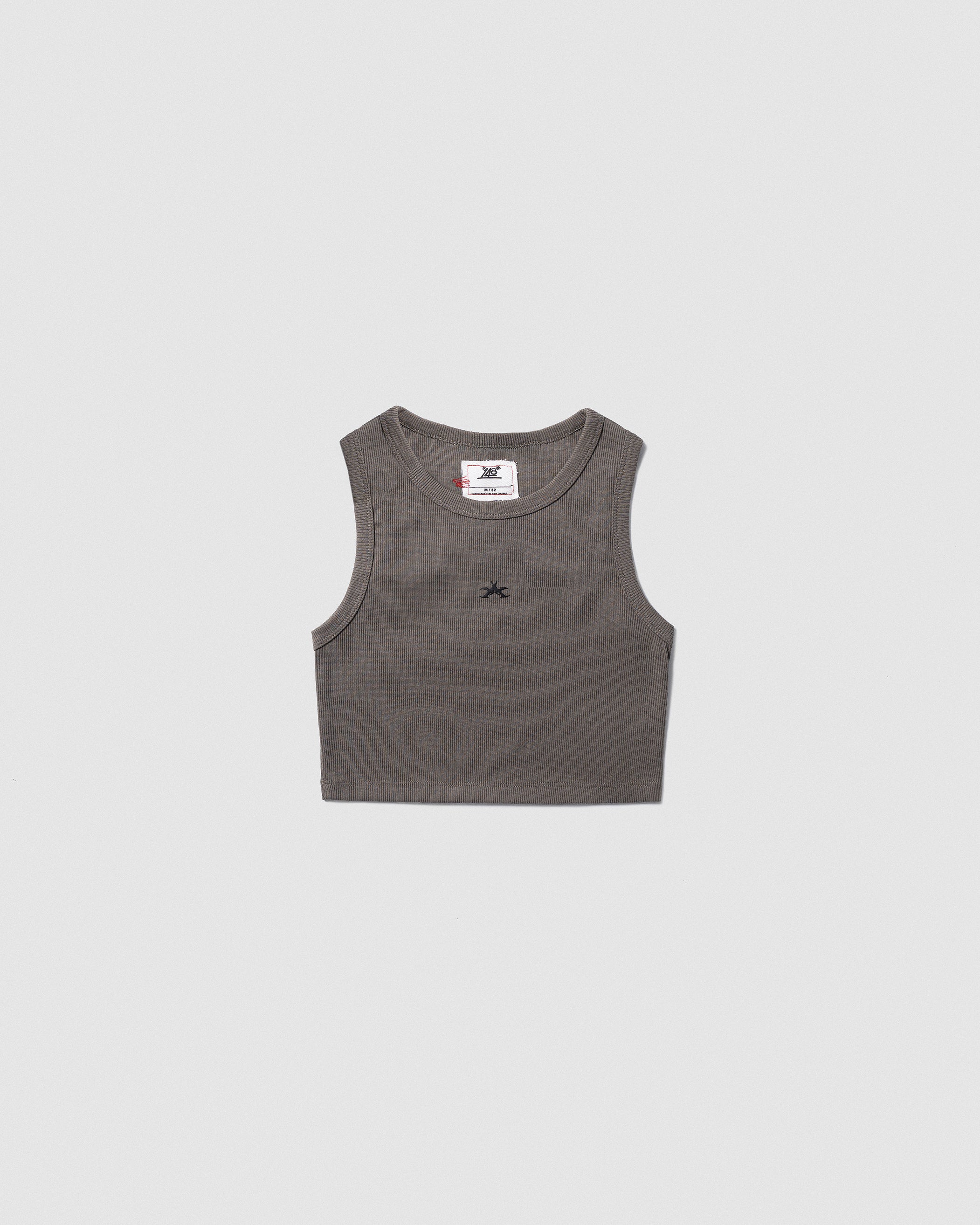 PARSE X 148 RIB CROP TOP GREY