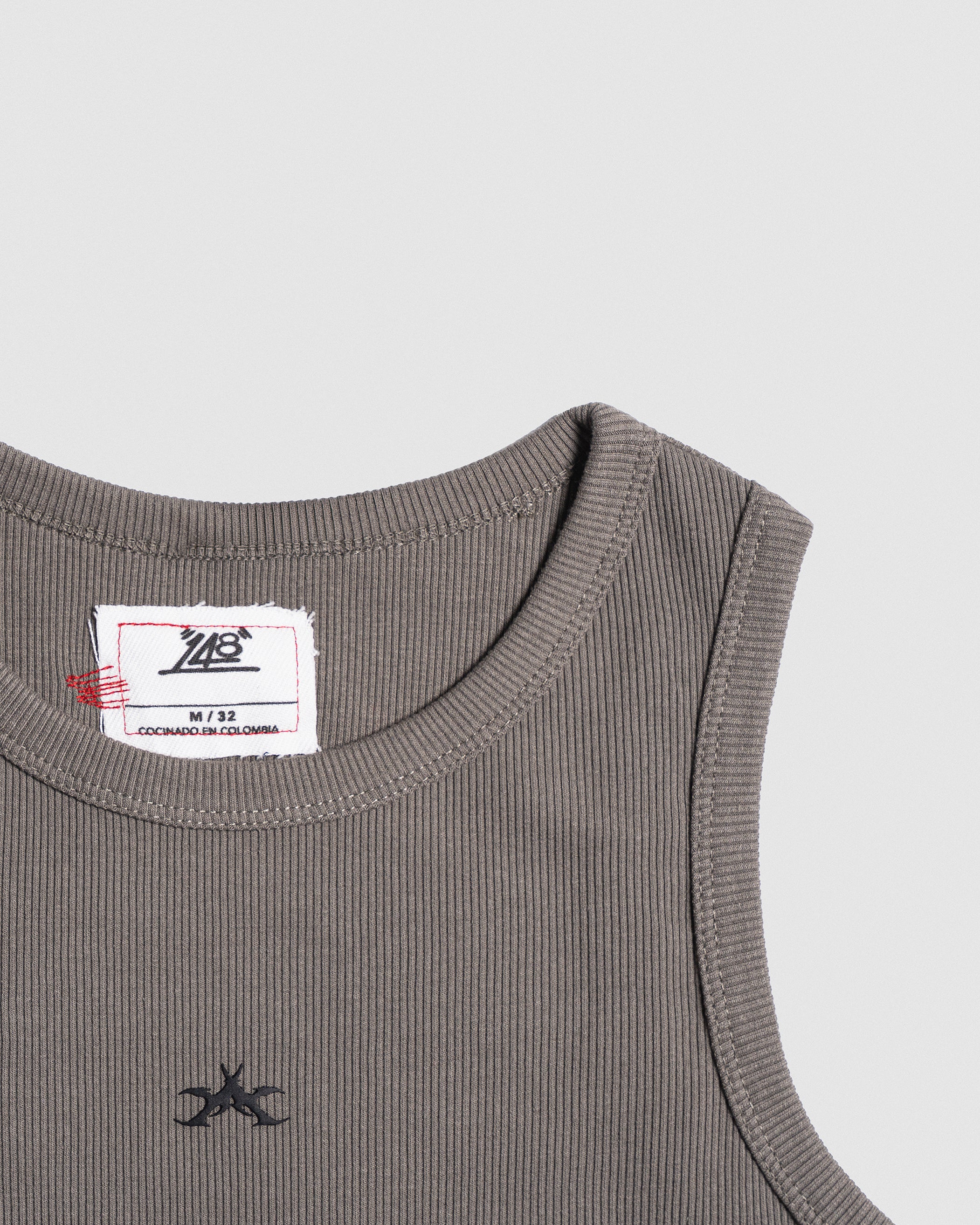 PARSE X 148 RIB CROP TOP GREY