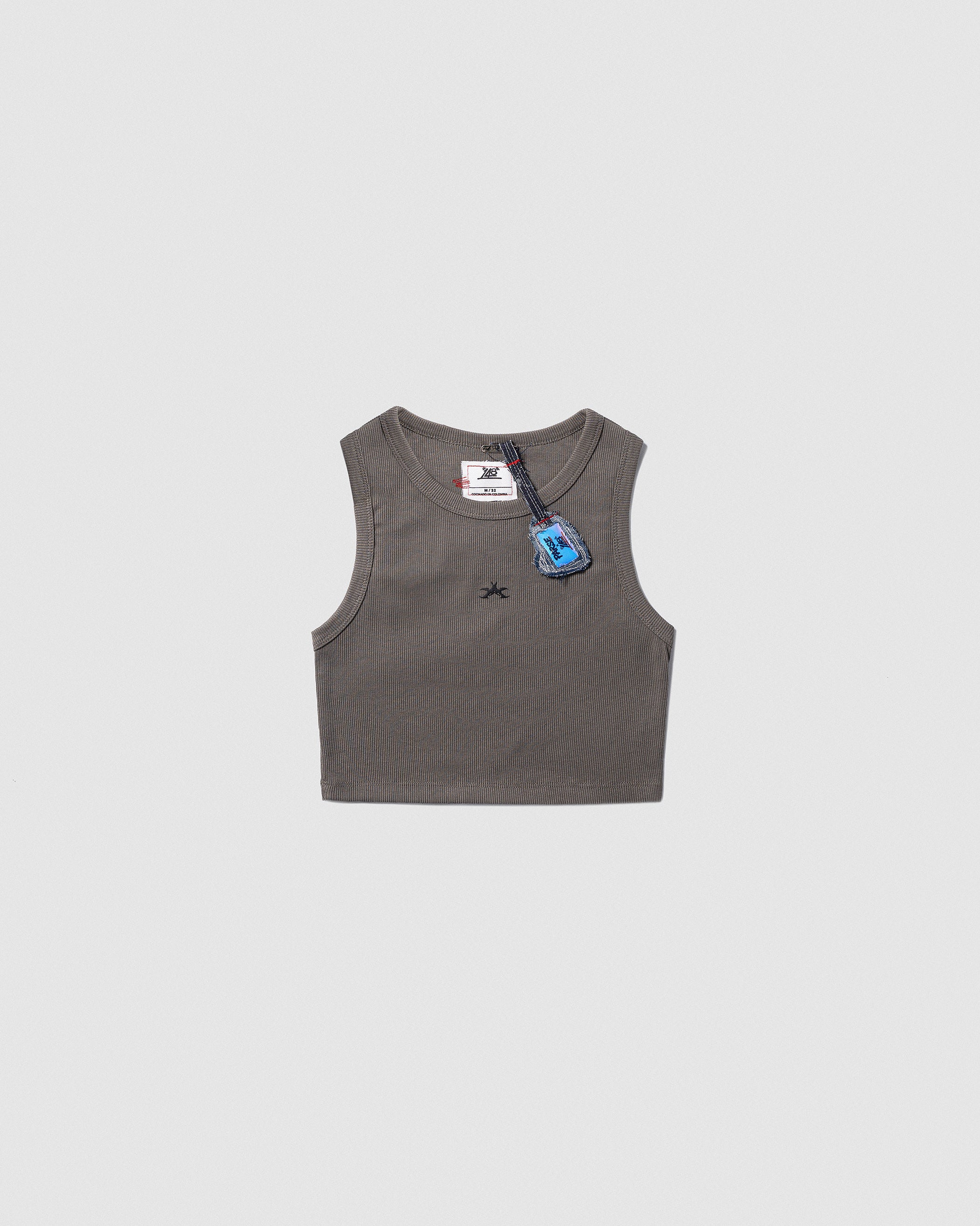 PARSE X 148 RIB CROP TOP GREY